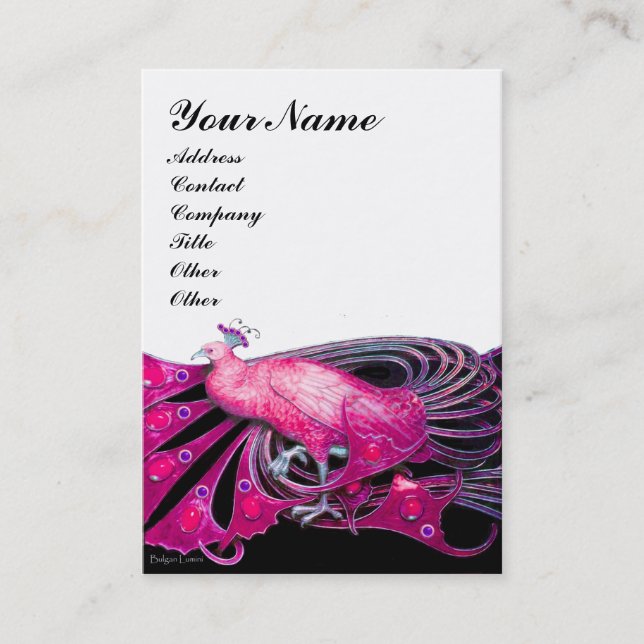 Carte De Visite PEACOCK rose noir blanc (Devant)
