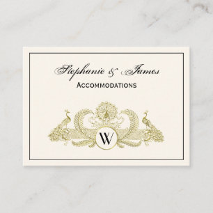 Carte De Visite Peacocks vintages Monogram Ivory BG Faux Gold