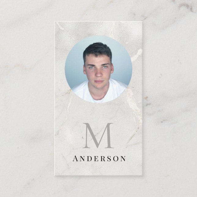 Carte De Visite Pearl Marble Masculine photo qrcode (Devant)