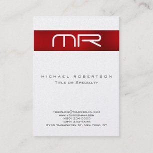 Carte de visite Pearl Modern Monogramme Rouge Blan