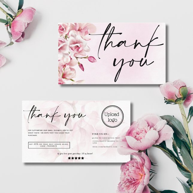 Carte De Visite Peau rose pastel script commander logo merci (Créateur téléchargé)