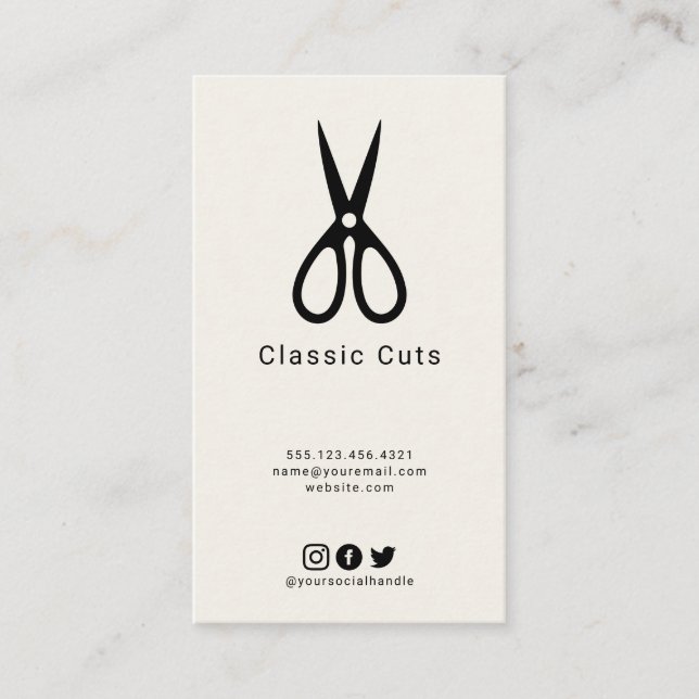 Carte De Visite Peaux de poils coupés avec petit logo ciseaux (Devant)