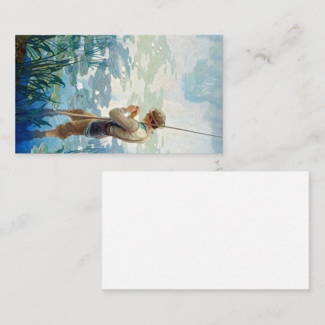 Carte De Visite Pêche au Thoreau à Walden Pond par N. C. Wyeth (Devant / Derrière)