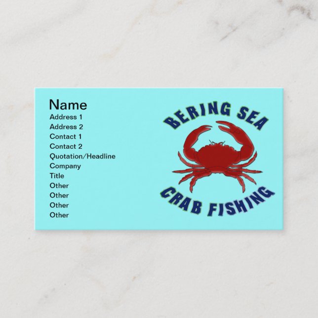 Carte De Visite Pêche de crabe de mer de Béring (Devant)