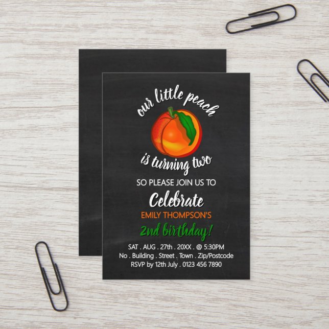 Carte De Visite Pêche, Notre Petite Pêche, Billets D'Offre D'Anniv (Devant/Arrière en situation)