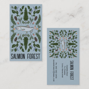 Carte De Visite Pêche Saumon unique Nature PNW Botanique