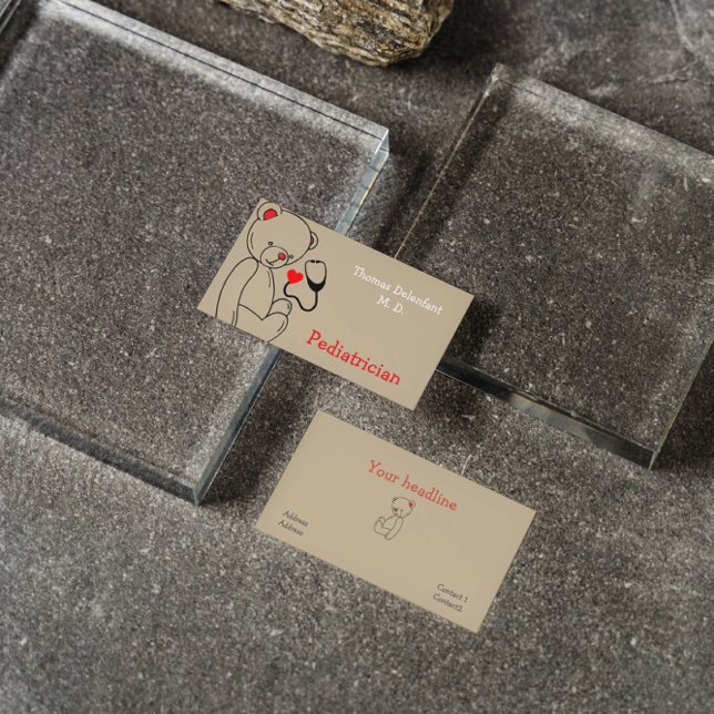 Carte De Visite Pédiatre - voiture d'affaires en peluche et stétho (Créateur téléchargé)