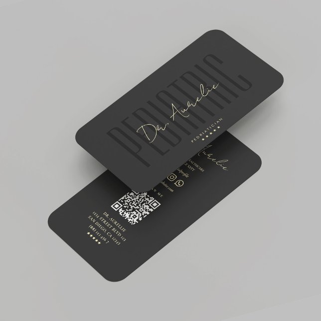 Carte De Visite Pédiatrie moderne Or noir (Modern Pediatric Pediatrician Black Gold Business Card
)