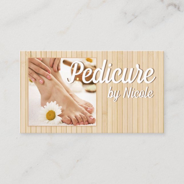 Carte De Visite Pedicure Clou Peducurist Pieds Spa Bambou Stripes (Devant)