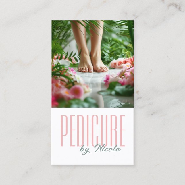 Carte De Visite Pedicure Clou Peducurist Pieds Spa Rose Blossom (Devant)