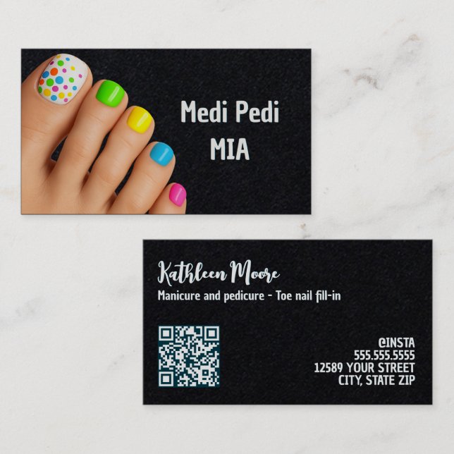 Carte De Visite Pedicurist Toe Nail Technician QR (Devant / Derrière)