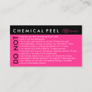 Carte De Visite Peel chimique rose néon évite les soins postérieur