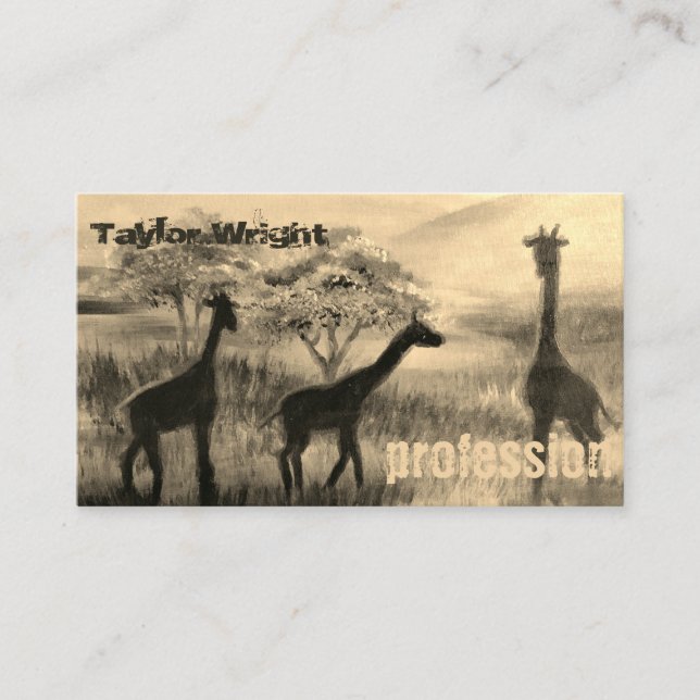 Carte De Visite Peint Afrique Animaux Nature Art Artiste Coach (Devant)