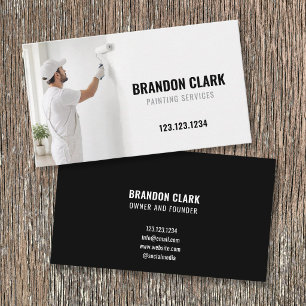 Carte De Visite Peintre à teint blanc avec photo de peinture au ro