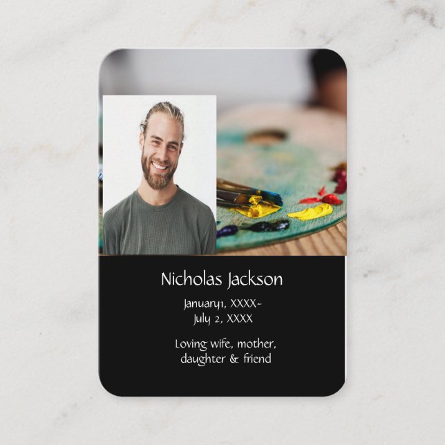 Carte De Visite Peintre Artiste de la ville de prière commémorativ (Devant)