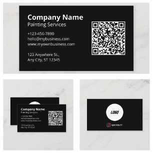 Carte De Visite Peintre de code QR à balayage noir