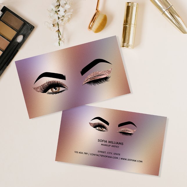 Carte De Visite Peintre de maquillage Wink Eye Lashes Rose Gold (Créateur téléchargé)