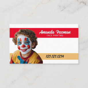 Carte De Visite Peintre de visage mignon rouge et jaune clown