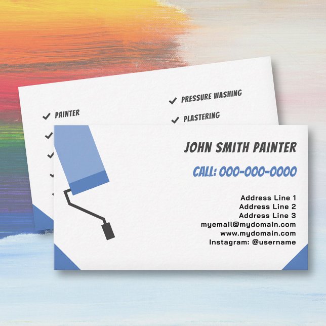 Carte De Visite Peintre & Décorateur, Rouleau à peinture (Painter & Decorator Business Card)