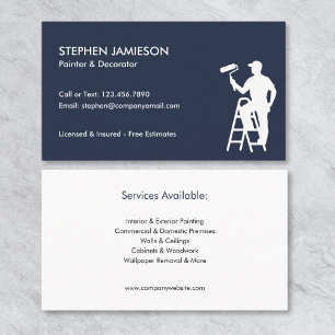 Carte De Visite Peintre & Décorateur Services de Peinture Bleu Bla