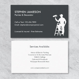 Carte De Visite Peintre & Décorateur Services de peinture gris & b