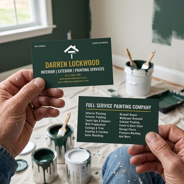 Carte De Visite Peintre Professionnel Intérieur Extérieur Vert Bla (Créateur téléchargé)