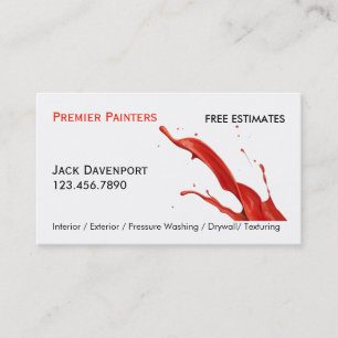 Carte De Visite Peintre professionnel simple Red Splash