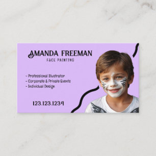 Carte De Visite Peintre Visage Simple Purple & Black Party