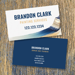 Carte De Visite Peinture à balayage incurvé bleu marine et or