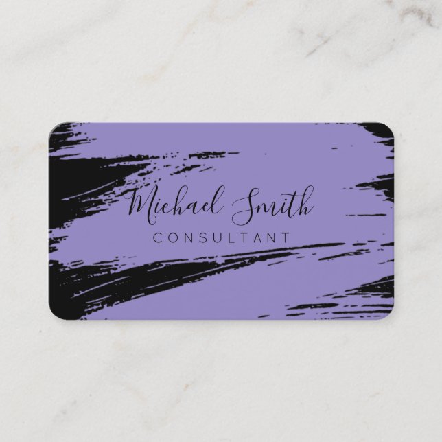 Carte De Visite Peinture à brosse noire moderne Lavender (Devant)