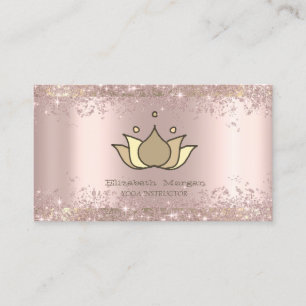 Carte De Visite Peinture à la main Lotus Rose Parties scintillant 