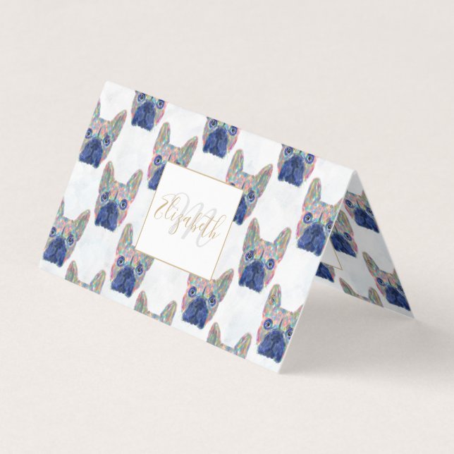 Carte De Visite Peinture à la main pour chien de taureau français  (Devant)