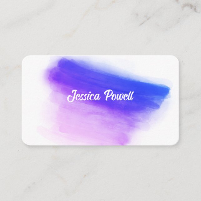 Carte De Visite peinture à l'aquarelle violet et blanc sur mesure (Devant)