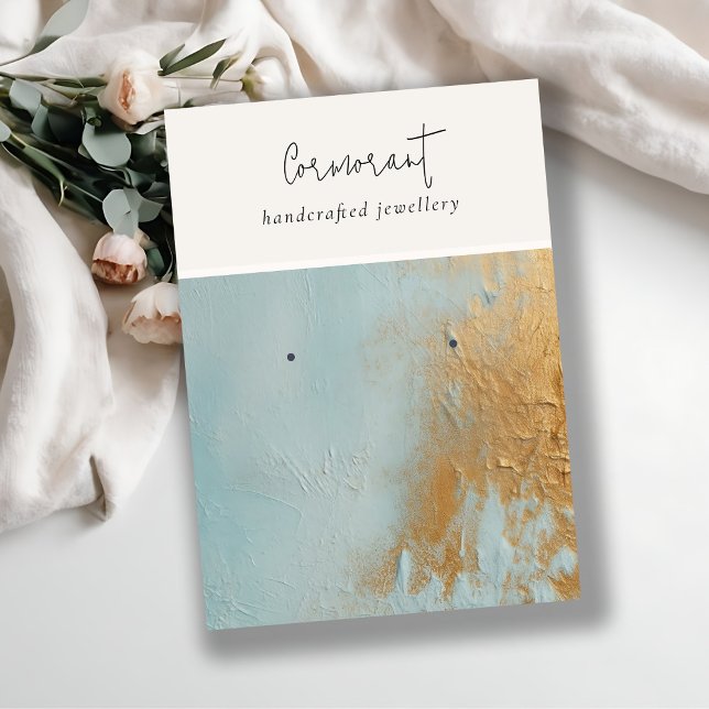 Carte De Visite Peinture à l'huile d'or bleu classique Texture Por (Créateur téléchargé)