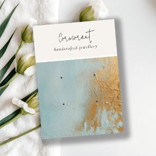 Carte De Visite Peinture à l'huile d'or bleu Texture 2 Porte-oreil