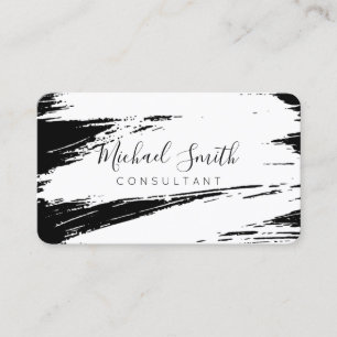 Carte De Visite Peinture à pinceau noir blanc moderne