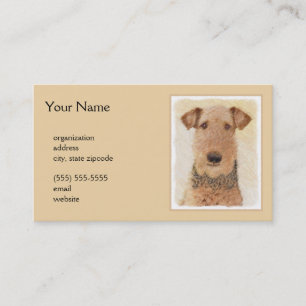 Carte De Visite Peinture Airedale Terrier - Cute Original Art