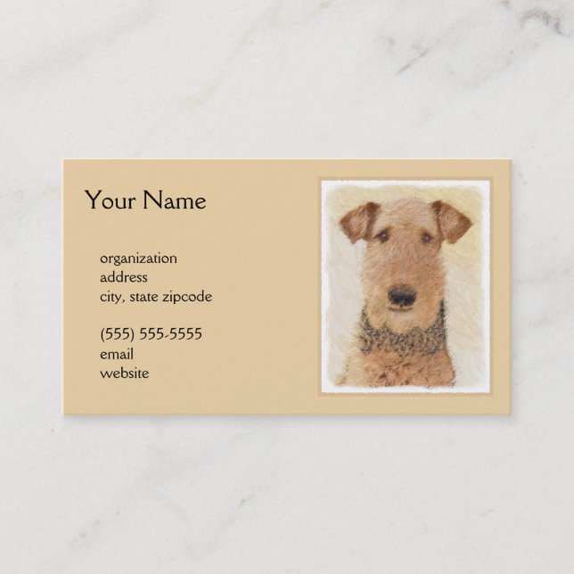 Carte De Visite Peinture Airedale Terrier - Cute Original Art (Devant)