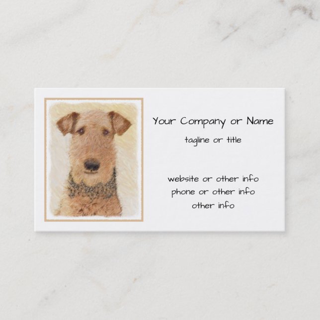 Carte De Visite Peinture Airedale Terrier - Cute Original Art (Devant)
