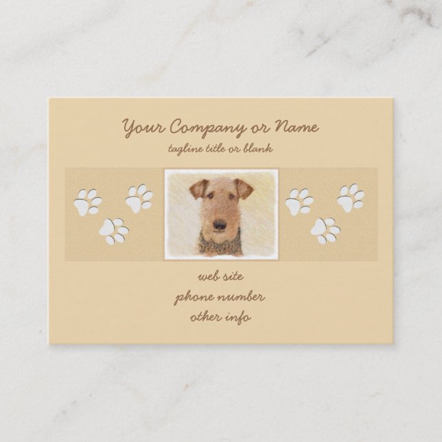 Carte De Visite Peinture Airedale Terrier - Cute Original Art (Devant)