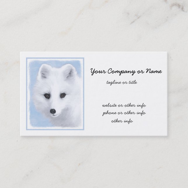 Carte De Visite Peinture Arctic Fox - Art original de la faune (Devant)