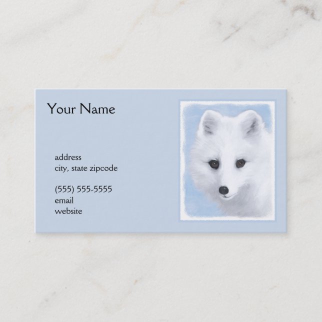 Carte De Visite Peinture Arctic Fox - Art original de la faune (Devant)