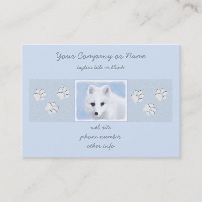 Carte De Visite Peinture Arctic Fox - Art original de la faune (Devant)
