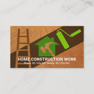 Carte De Visite Peinture Bande d'intérieur Échelle en bois Silhoue