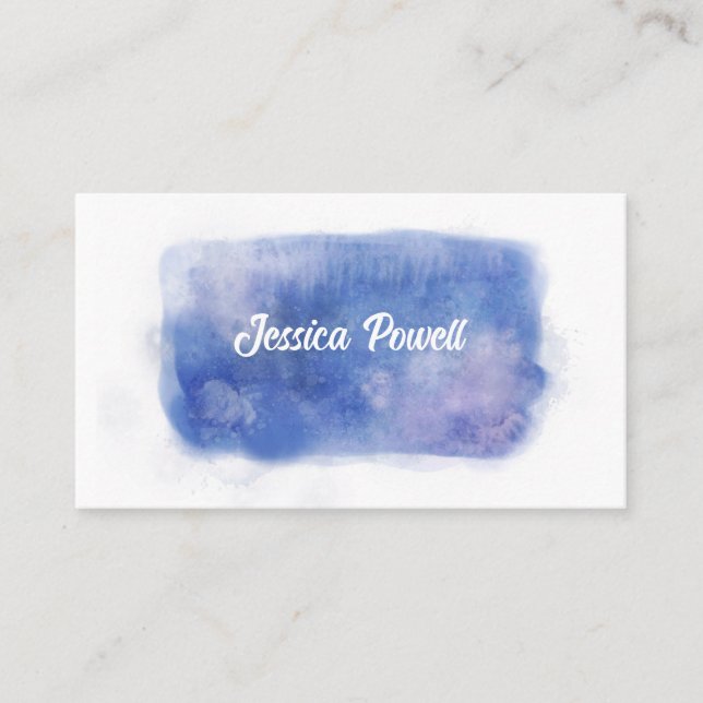 Carte De Visite peinture bleu et blanc aquarelle (Devant)