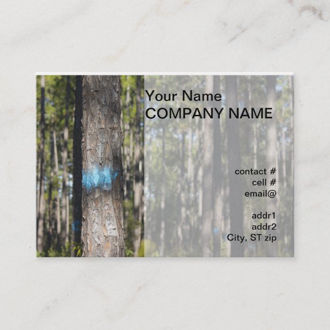 Carte De Visite peinture bleue d'inscription d'arbre (Devant)