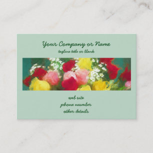 Carte De Visite Peinture Bouquet Rose - Jolie Art Fleur Originale