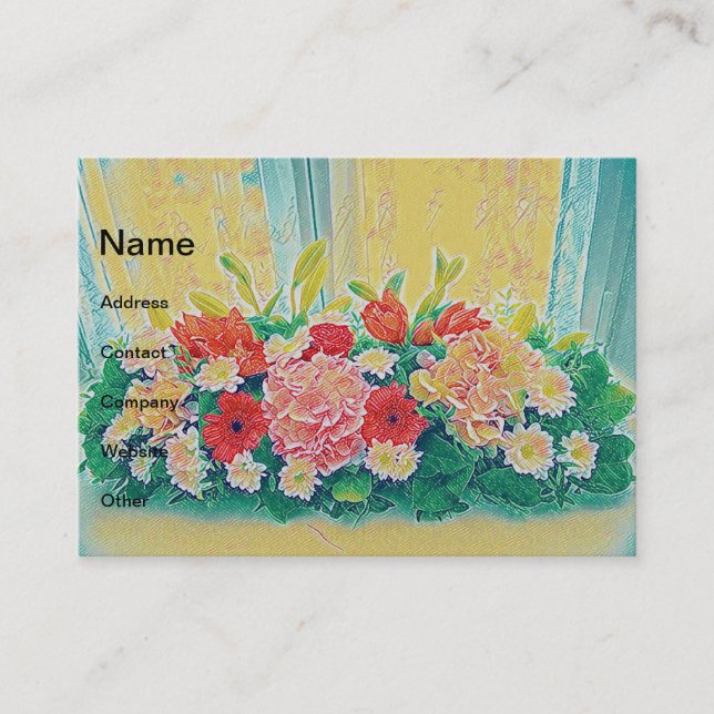 Carte De Visite Peinture colorée de fleurs (Devant)
