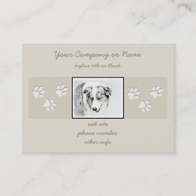 Carte De Visite Peinture de berger australien - Art original de ch (Devant)