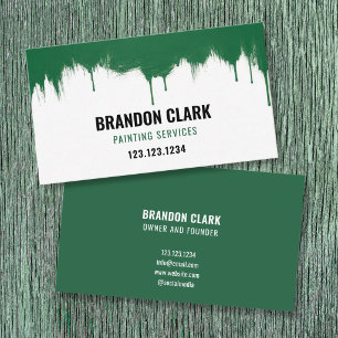 Carte De Visite Peinture de bordure supérieure en vert forêt avec
